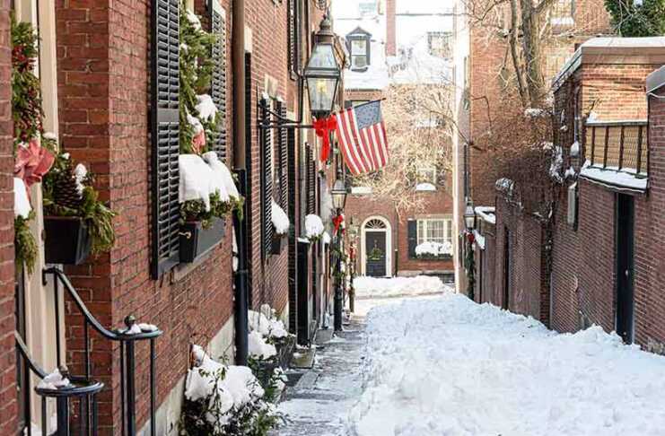 Boston in winter turns into a real life snow globe snow-covered street