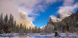 Beautiful View Of Yosemite National Park Winter Season